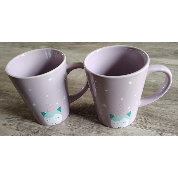 Set Of 2 Ten Acre Gifts Unicorn Mug Cup Lavender Stars Happy Fairycore Everyday - Picture 1 of 6